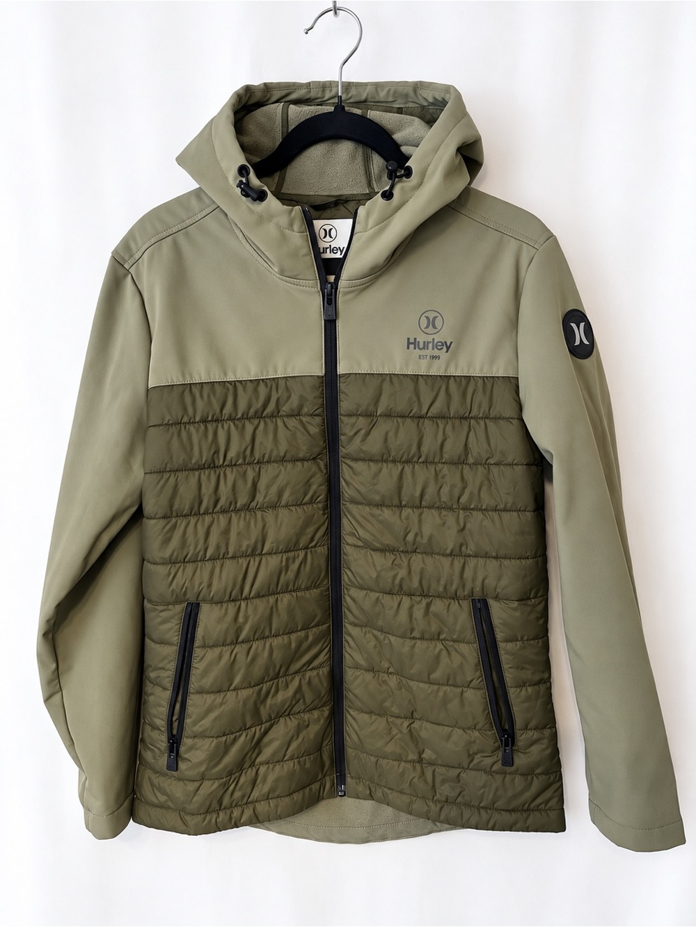Hurley Olive Green Quilted Hoodie Jacket
